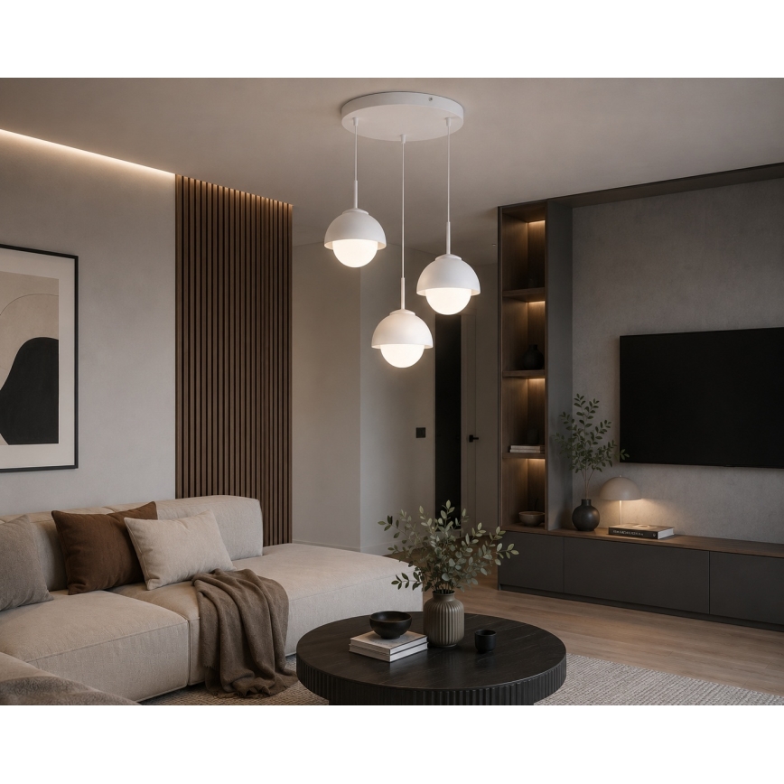 BRILAGI - Полилей на кабел COSMO 3xE27/60W/230V бял/златист