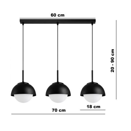 BRILAGI - Полилей на кабел COSMO 3xE27/60W/230V черен