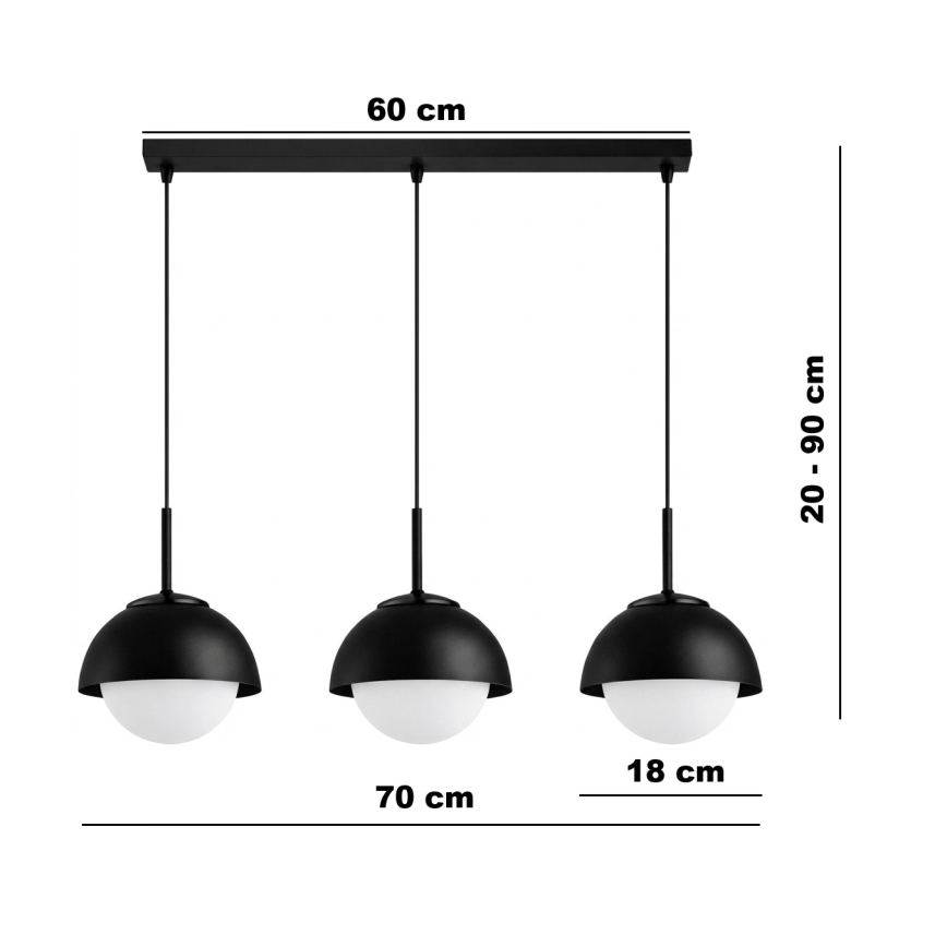 BRILAGI - Полилей на кабел COSMO 3xE27/60W/230V черен