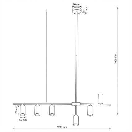 Brilagi - Полилей на кабел CRANE 6xGU10/30W/230V бял