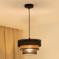 BRILAGI - Полилей на кабел DAKOTA LUNETA 1xE27/15W/230V Ø 25 см черен/ратан