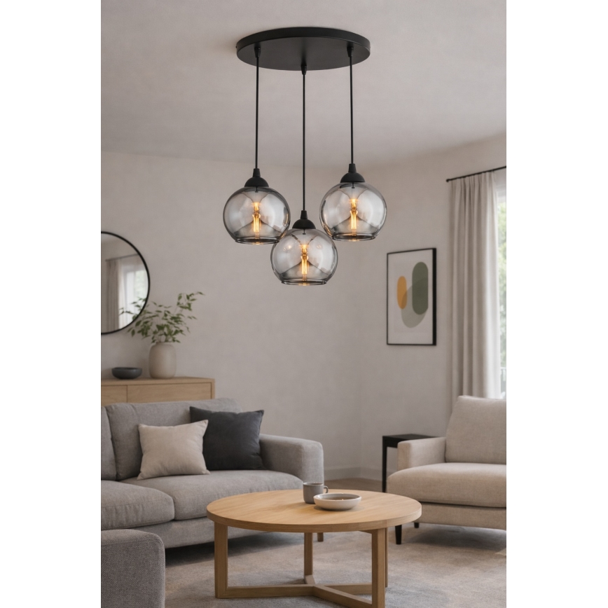 Brilagi - Полилей на кабел DIOR 3xE27/60W/230V черен/димно сив