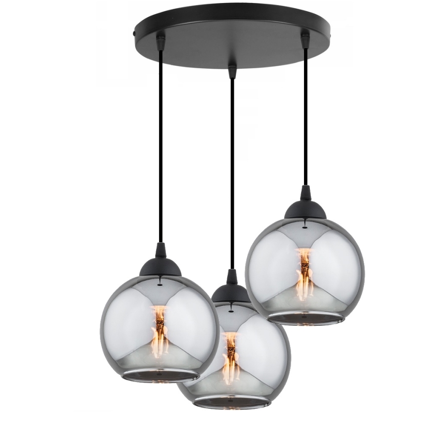 Brilagi - Полилей на кабел DIOR 3xE27/60W/230V черен/димно сив