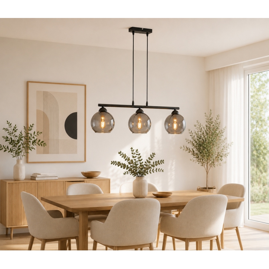 Brilagi - Полилей на кабел DIOR 3xE27/60W/230V черен/димно сив