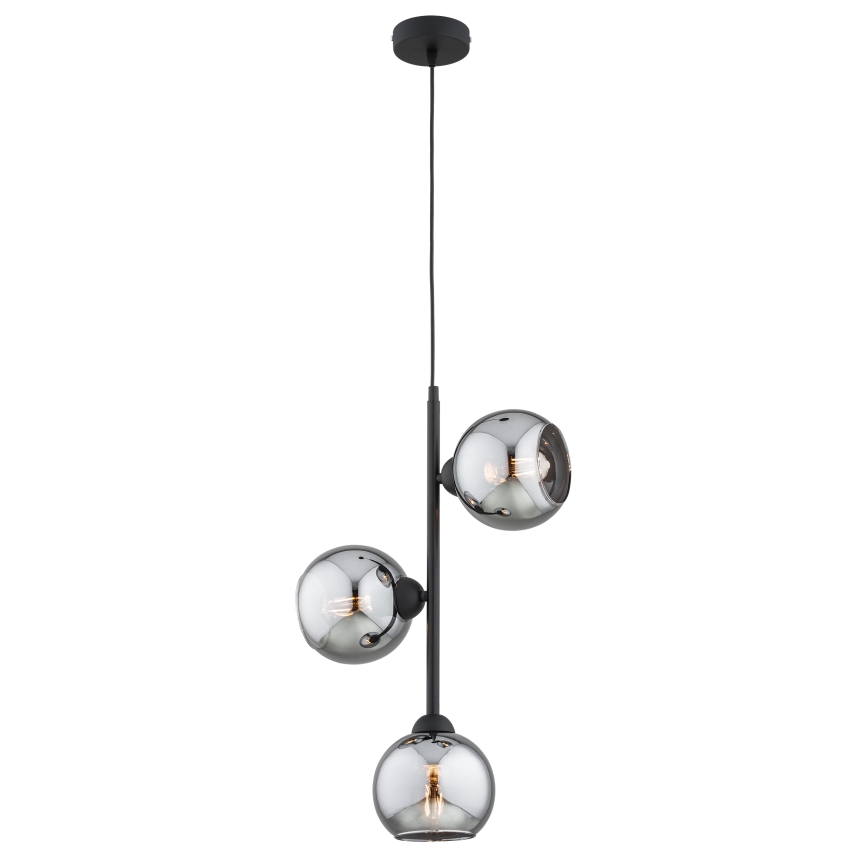 Brilagi - Полилей на кабел DIOR 3xE27/60W/230V черен/опушено сиво