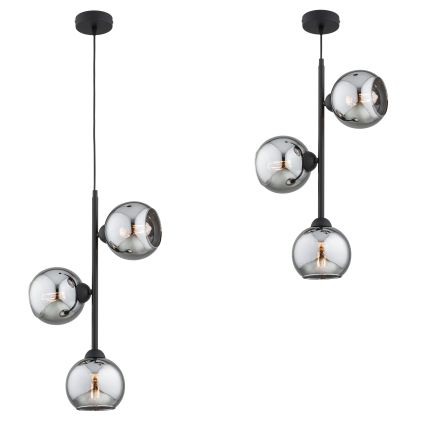 Brilagi - Полилей на кабел DIOR 3xE27/60W/230V черен/опушено сиво