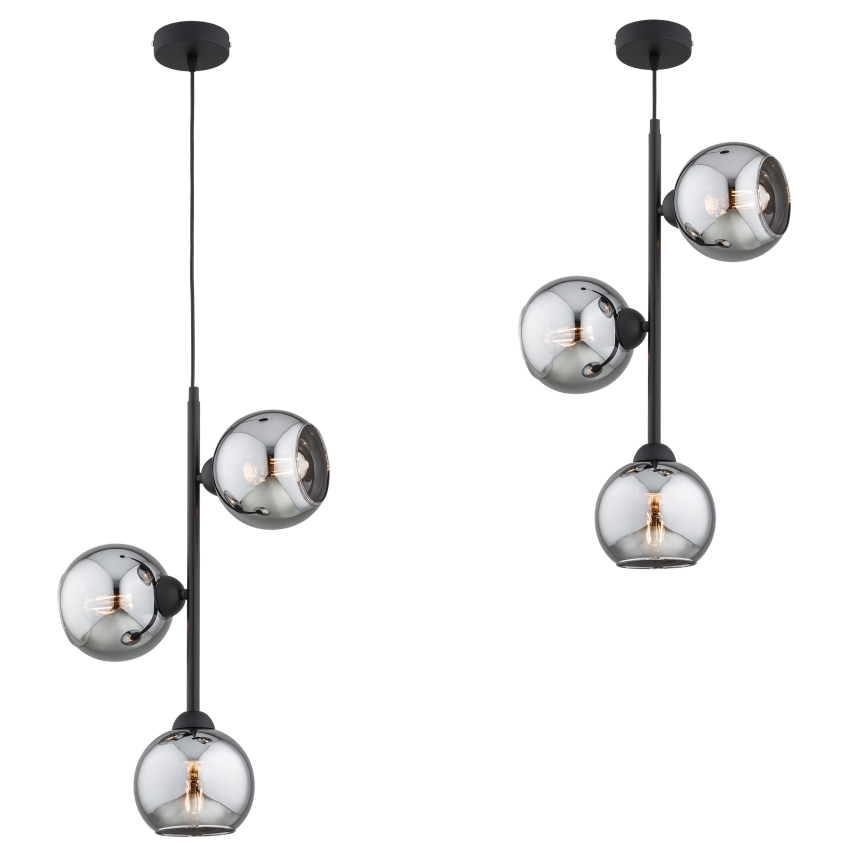 Brilagi - Полилей на кабел DIOR 3xE27/60W/230V черен/опушено сиво