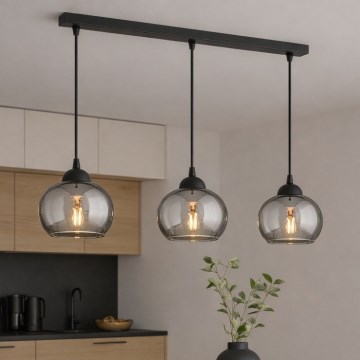 Brilagi - Полилей на кабел DIOR 3xE27/60W/230V черно/димчато сиво