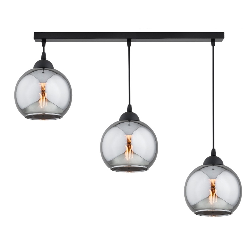 Brilagi - Полилей на кабел DIOR 3xE27/60W/230V черно/димчато сиво