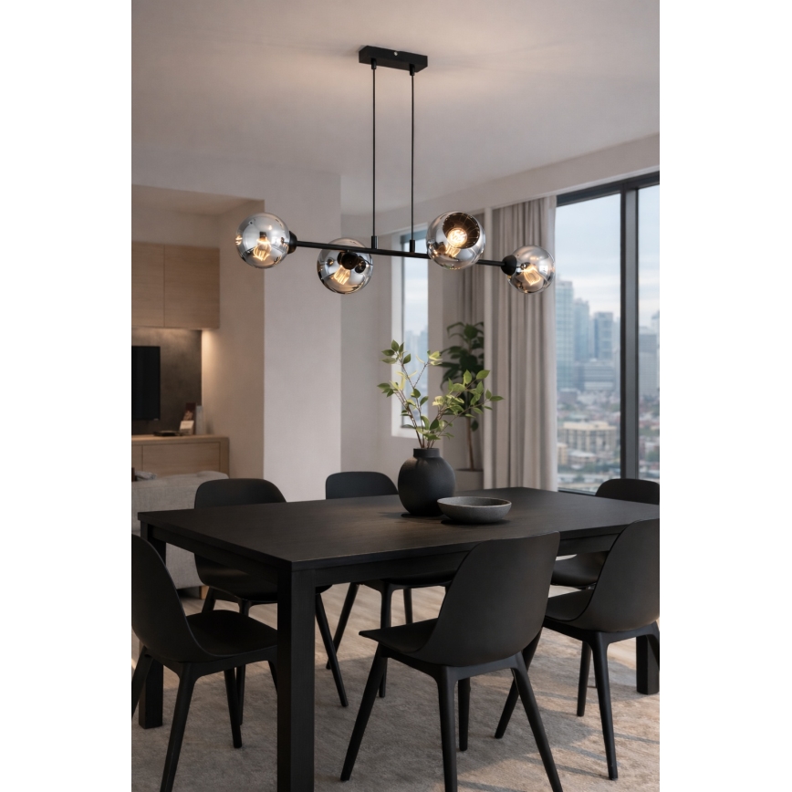 Brilagi - Полилей на кабел DIOR 4xE27/60W/230V черен/димно сив