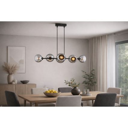Brilagi - Полилей на кабел DIOR 6xE27/60W/230V черен/димчато сив