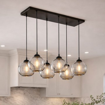 Brilagi - Полилей на кабел DIOR 6xE27/60W/230V черен/димно сив