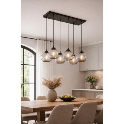 Brilagi - Полилей на кабел DIOR 6xE27/60W/230V черен/димно сив