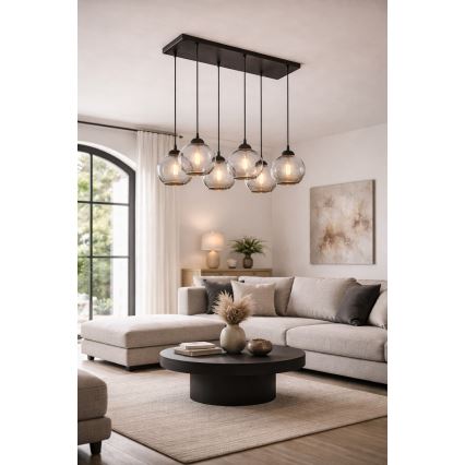 Brilagi - Полилей на кабел DIOR 6xE27/60W/230V черен/димно сив