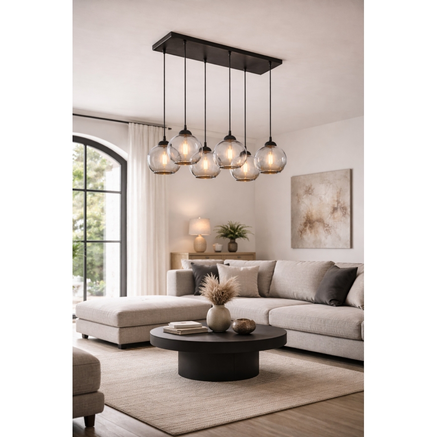Brilagi - Полилей на кабел DIOR 6xE27/60W/230V черен/димно сив