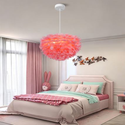 BRILAGI - Полилей на кабел FEATHER 3xE27/40W/230V, диаметър 50 см, розов