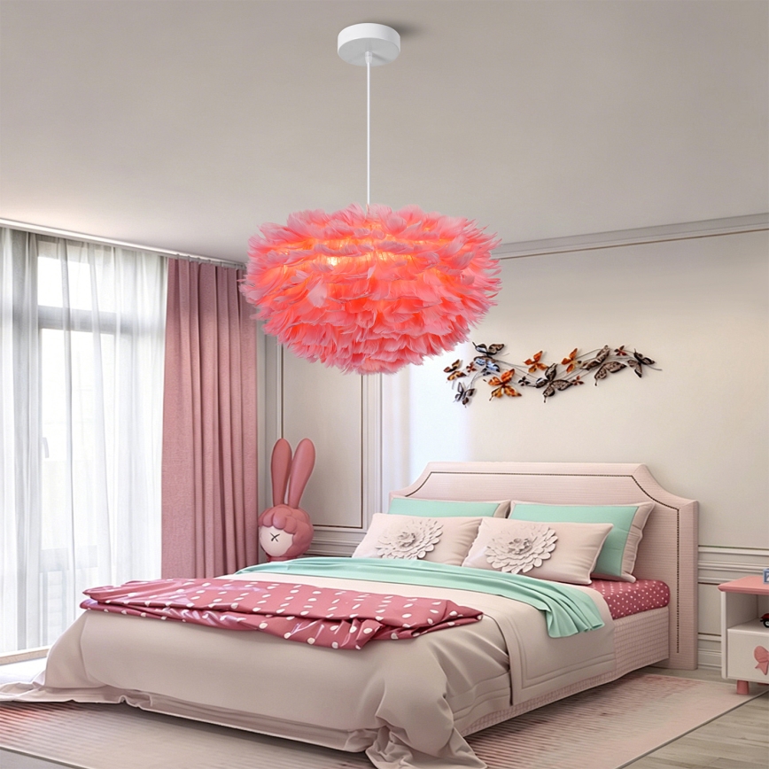 BRILAGI - Полилей на кабел FEATHER 3xE27/40W/230V, диаметър 50 см, розов