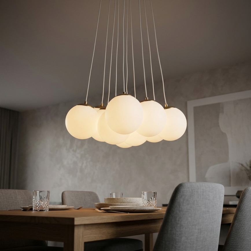 Brilagi - Полилей на кабел GLOBE 10xE14/15W/230V бял