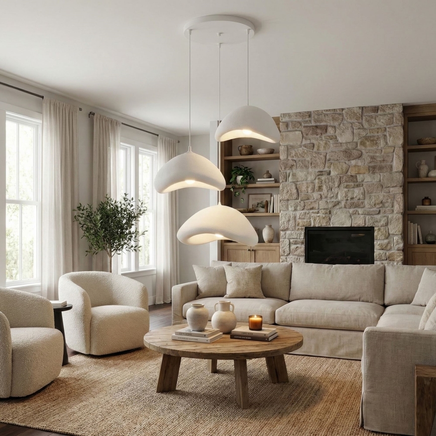 Brilagi - Полилей на кабел LUNA 3xE27/40W/230V Ø 82 см бял