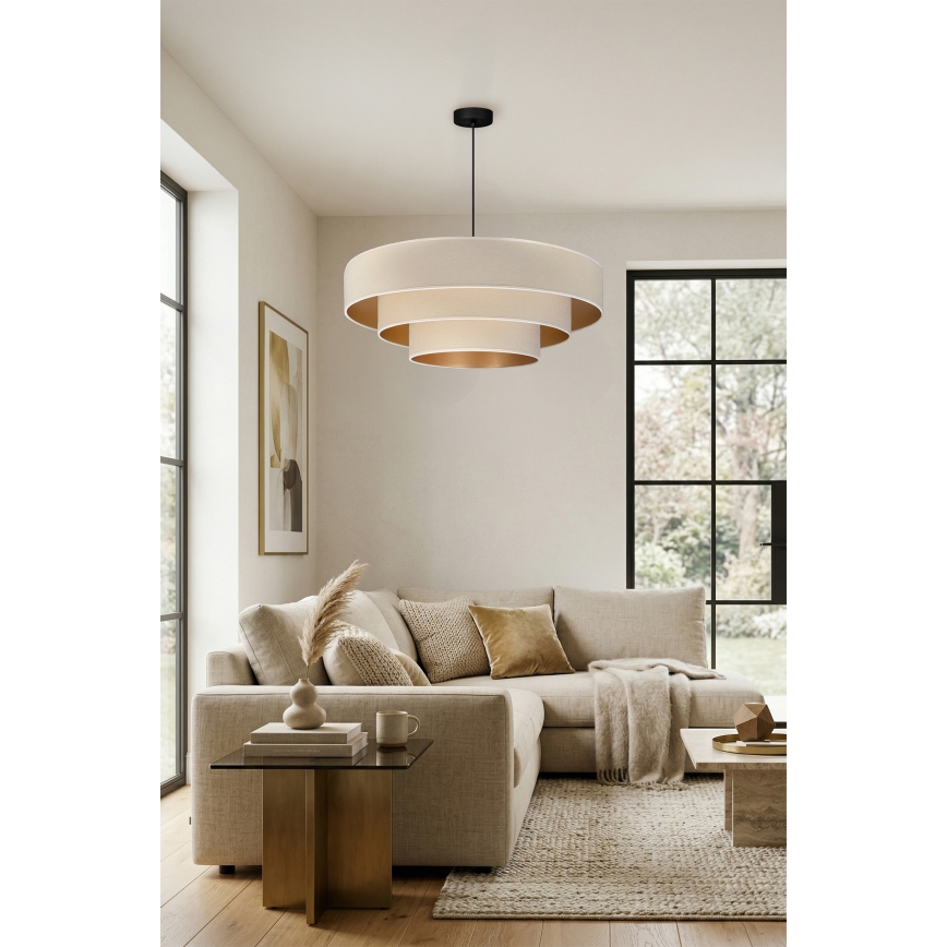 Brilagi - Полилей на кабел LUNETA 3xE27/60W/230V диам. 80 см кремав/златен