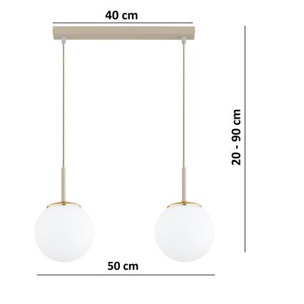 Brilagi - Полилей на кабел MILO 2xE27/60W/230V бежов/златен