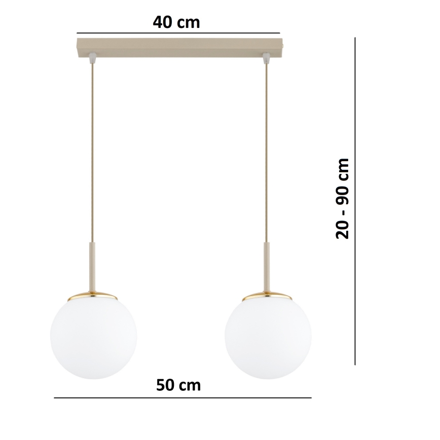 Brilagi - Полилей на кабел MILO 2xE27/60W/230V бежов/златен