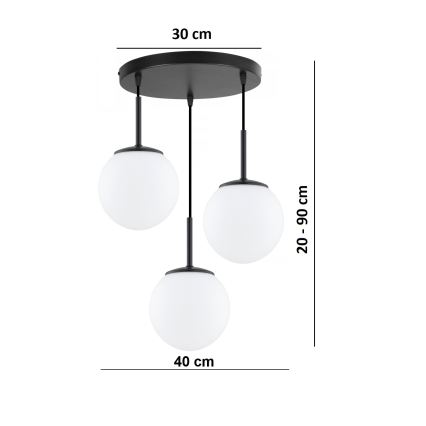 Brilagi - Полилей на кабел MILO 3xE27/60W/230V черен