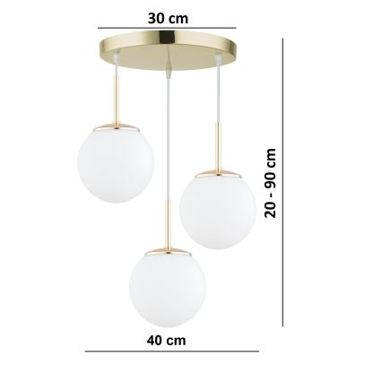 Brilagi - Полилей на кабел MILO 3xE27/60W/230V златен