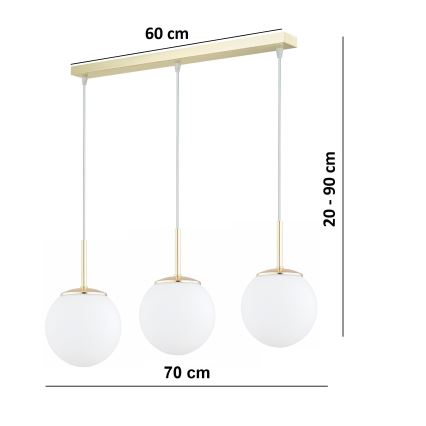 Brilagi - Полилей на кабел MILO 3xE27/60W/230V златист