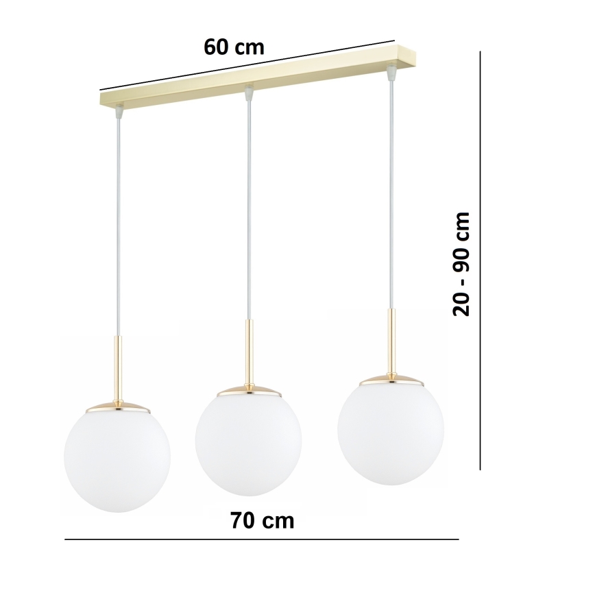 Brilagi - Полилей на кабел MILO 3xE27/60W/230V златист