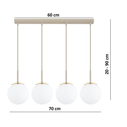 Brilagi - Полилей на кабел MILO 4xE27/60W/230V бежово/златно