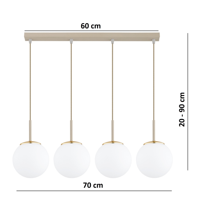 Brilagi - Полилей на кабел MILO 4xE27/60W/230V бежово/златно