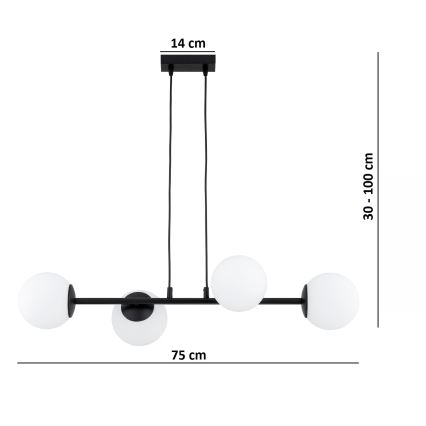 Brilagi - Полилей на кабел MILO 4xE27/60W/230V черен
