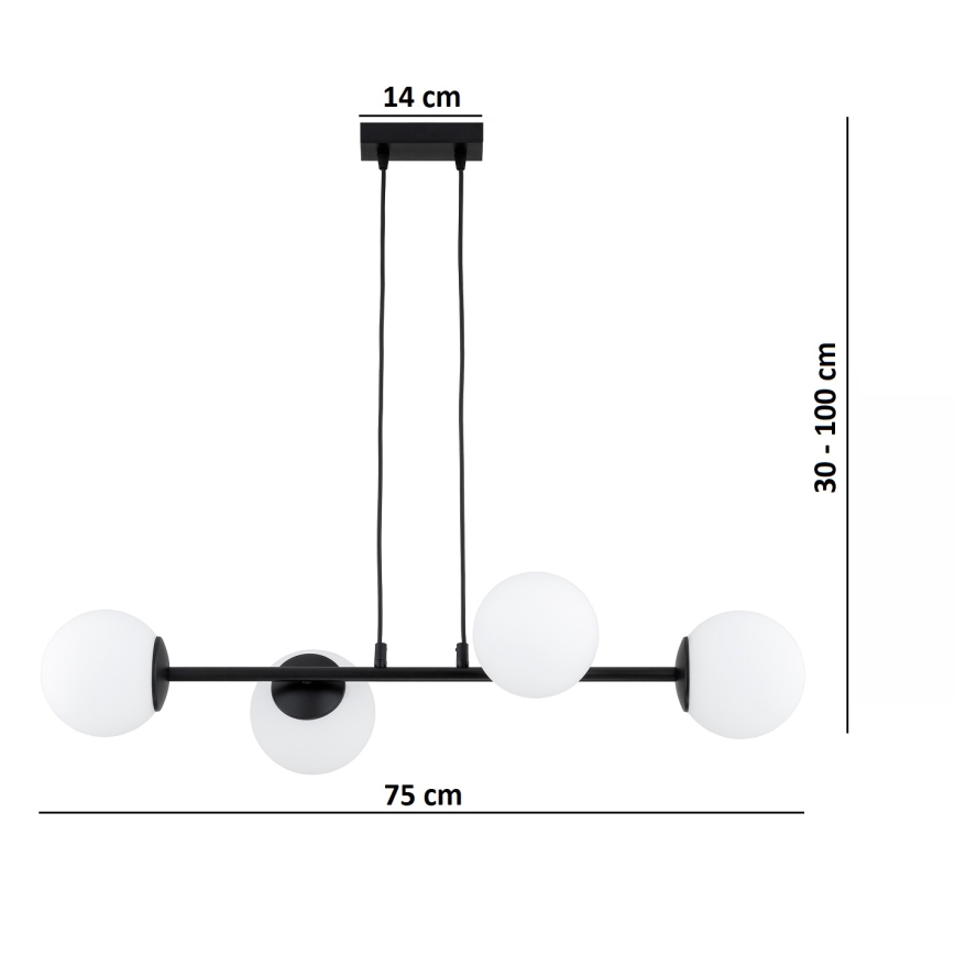 Brilagi - Полилей на кабел MILO 4xE27/60W/230V черен