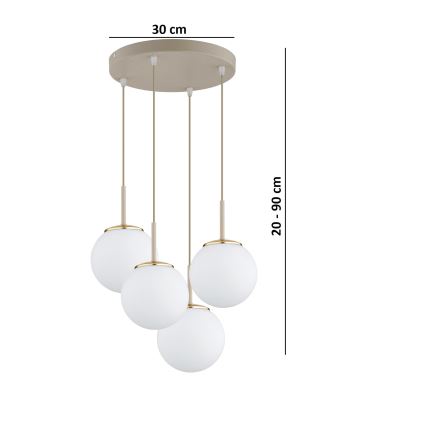 Brilagi - Полилей на кабел MILO ECRU 4xE27/60W/230V бежов/златист