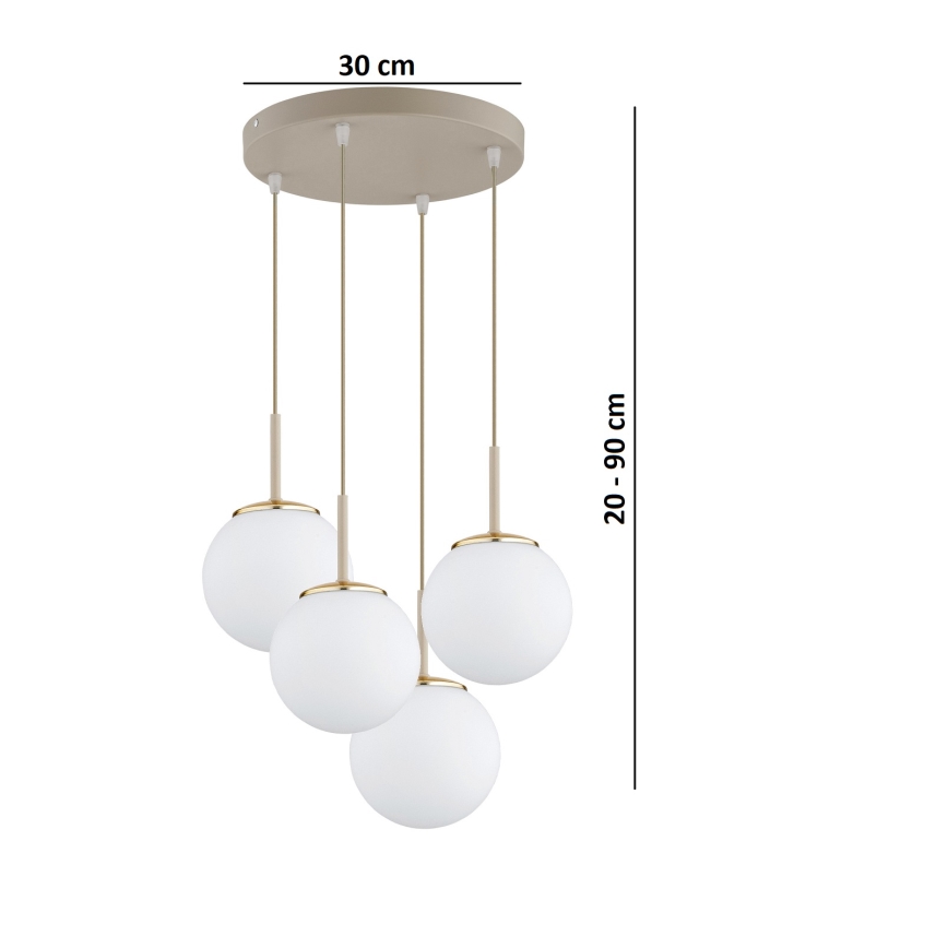 Brilagi - Полилей на кабел MILO ECRU 4xE27/60W/230V бежов/златист