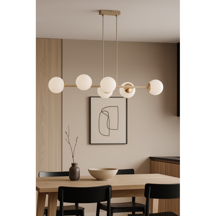 Brilagi - Полилей на кабел MILO ECRU 6xE27/60W/230V бежов/златен