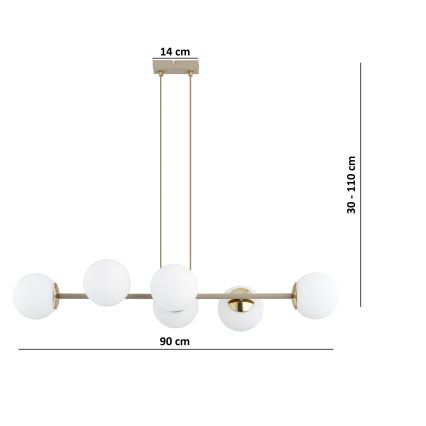Brilagi - Полилей на кабел MILO ECRU 6xE27/60W/230V бежов/златен
