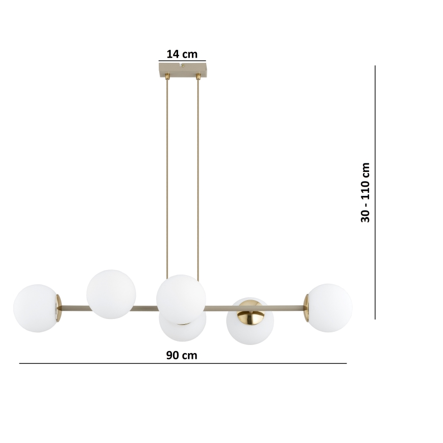 Brilagi - Полилей на кабел MILO ECRU 6xE27/60W/230V бежов/златен
