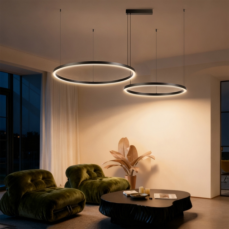 Brilagi - Димируема LED висяща лампа на кабел PORTOFINO LED/98W/230V 3000-6000K черна + дистанционно управление
