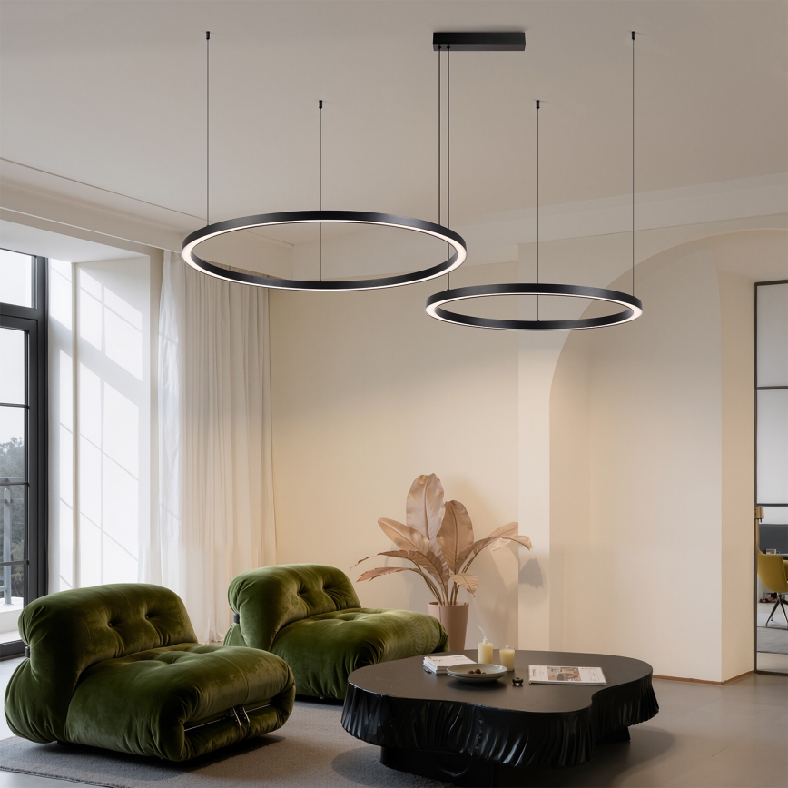 Brilagi - Димируема LED висяща лампа на кабел PORTOFINO LED/98W/230V 3000-6000K черна + дистанционно управление