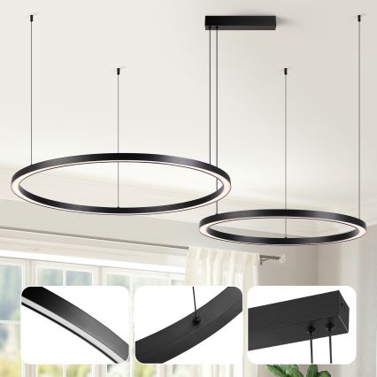 Brilagi - Димируема LED висяща лампа на кабел PORTOFINO LED/98W/230V 3000-6000K черна + дистанционно управление
