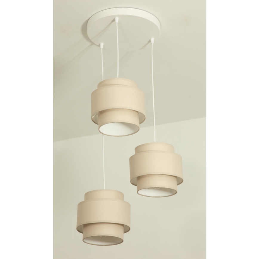 Brilagi - Полилей на кабел RESNA 3xE27/60W/230V Ø 45 см бежов