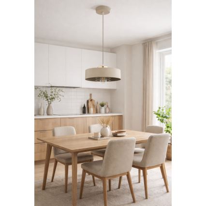 Brilagi - Полилей на кабел SPRING 1xE27/60W/230V pr. 30 cm бежово/златно