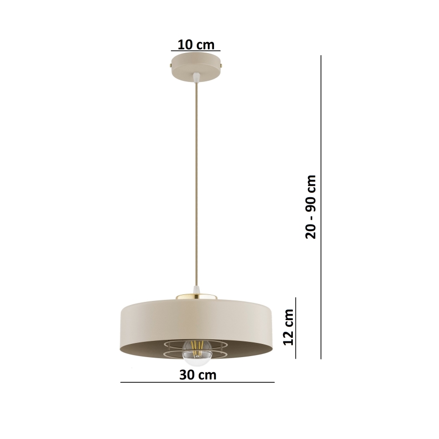 Brilagi - Полилей на кабел SPRING 1xE27/60W/230V pr. 30 cm бежово/златно