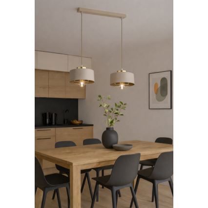 Brilagi - Полилей на кабел SPRING 2xE27/60W/230V бежов/златен