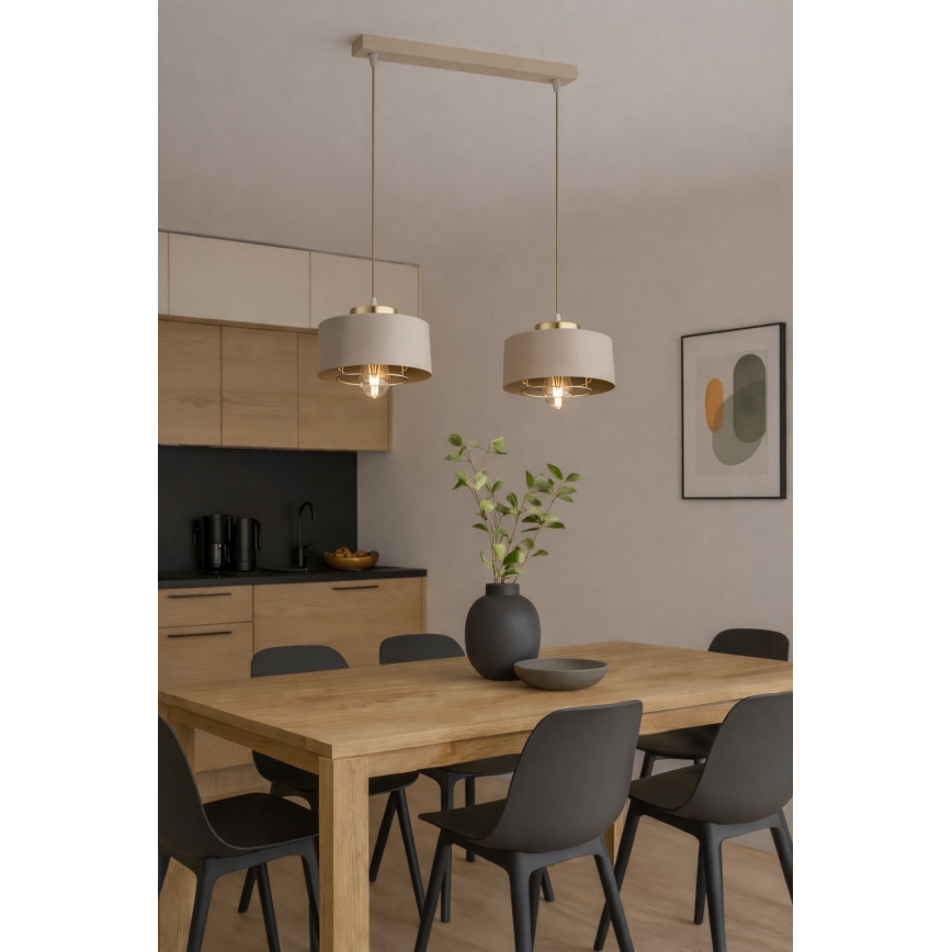 Brilagi - Полилей на кабел SPRING 2xE27/60W/230V бежов/златен