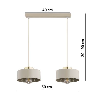 Brilagi - Полилей на кабел SPRING 2xE27/60W/230V бежов/златен
