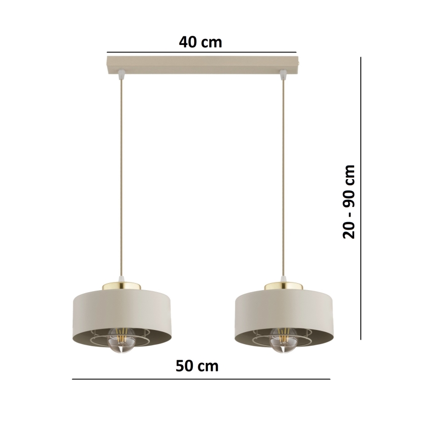 Brilagi - Полилей на кабел SPRING 2xE27/60W/230V бежов/златен