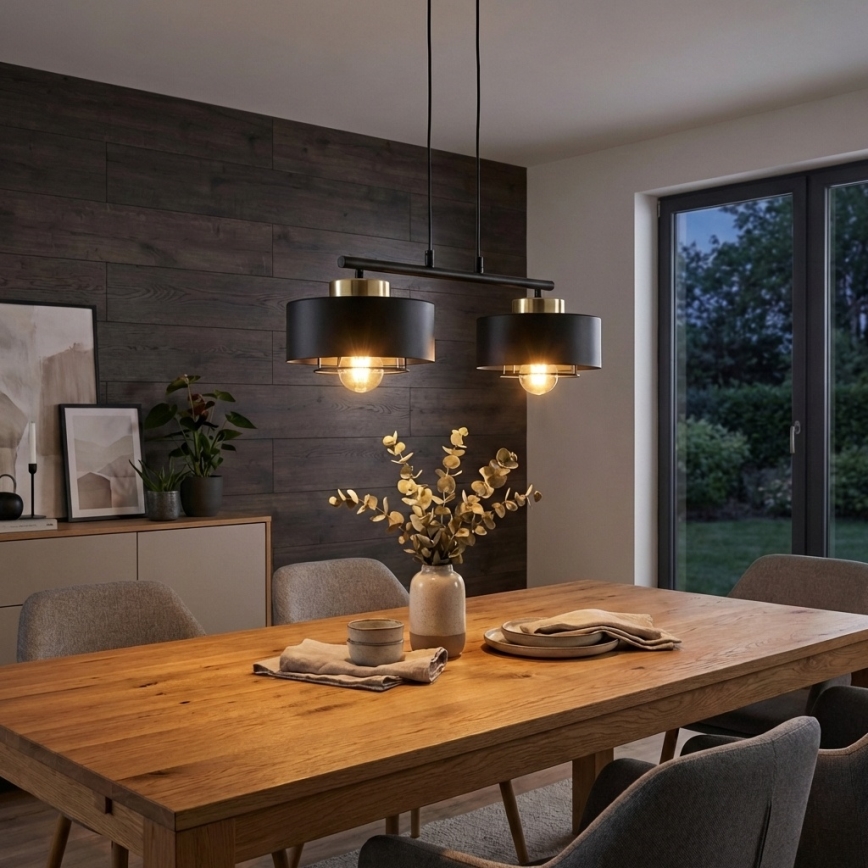 Brilagi - Полилей на кабел SPRING 2xE27/60W/230V черен/златен